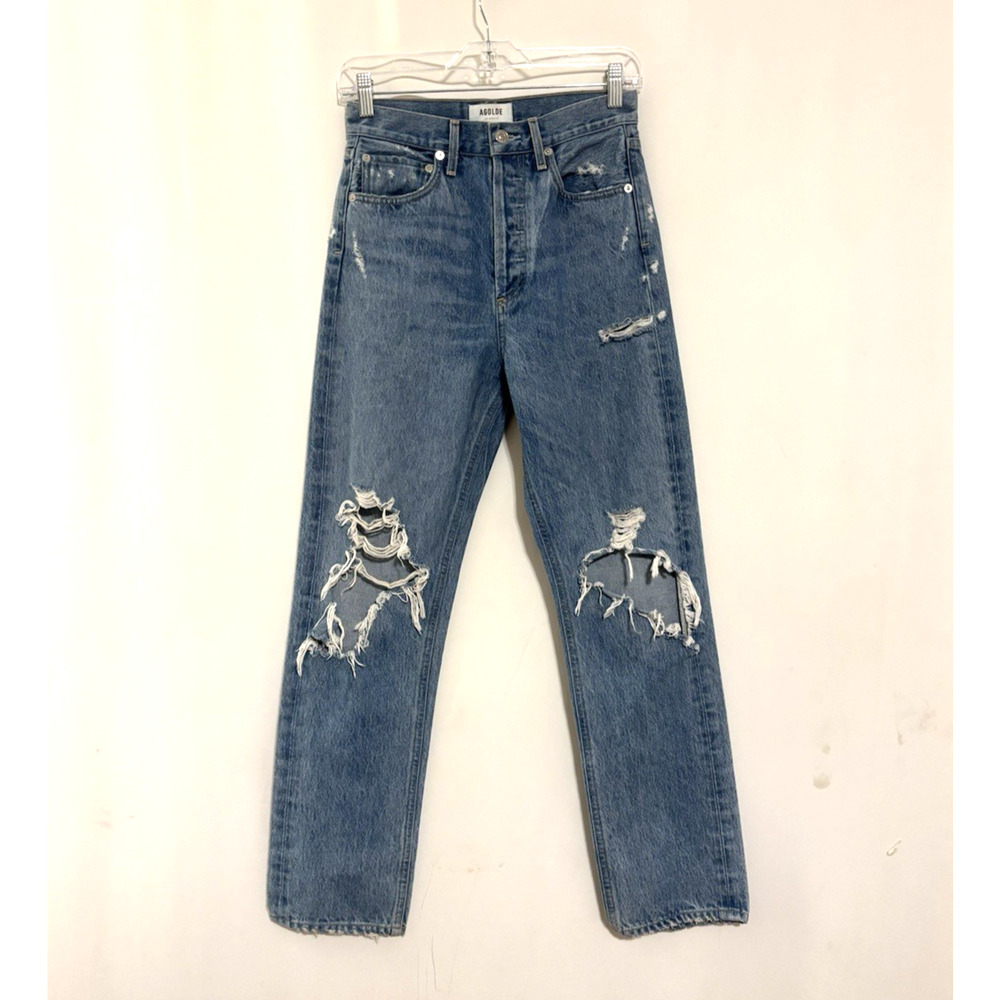 AGOLDE Jeans 23 90s Jean Blue Ripped Distressed High Rise Cotton Womens